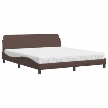 Cama Con Colchón Dover Cuero Sintético Marrón 180x200 Cm Vidaxl