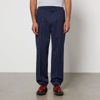 maison kitsune pinstriped cotton and wool-blend trousers - 46xl