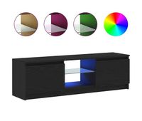 mueble tv - mesa de tv con luces led roble negro 120x30x36 cm