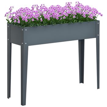 Outsunny Jardinera Elevada de Madera 100x30x80 cm Cama de Cultivo Rectangular para Plantas Verduras Flores con Drenaje   Aosom España