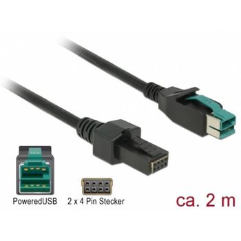 Cable de transmisión DeLOCK PoweredUSB 12V Negro 2 m