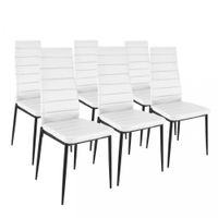 pack 6 sillas de comedor simil piel 44x42 cm tejido blanco - negro