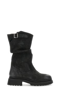 botines de tubo de nobuk con pliegues black 38