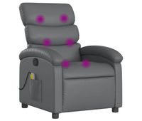 vidaxl sillon de masaje reclinable cuero sintetico gris