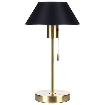 Lámpara De Mesa De Metal Negro Dorado 37 Cm Pantalla Cónica Interruptor Caparo