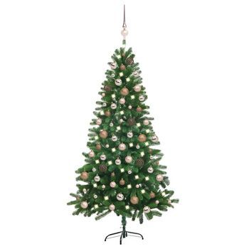 Árbol De Navidad Preiluminado Con Luces Y Bolas Verde 150 Cm Vidaxl