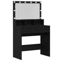 mesa tocador  mesa de maquillaje con luces de espejo roble negro 80 x 41 x 1345 cm