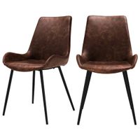 set de 2 sillas de piel sintetica marron