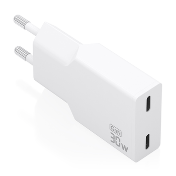 AISENS - CARGADOR ULTRA DELGADO GaN 30W, 2xUSB-C PD3.0, BLANCO