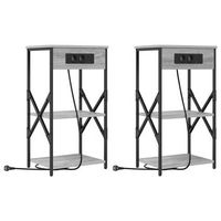 pack 2 uds mesita de noche  armario de noche  mesa de noche con estante gris sonoma 41 x 31 x 76 cm