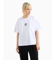 ax armani exchange para mujer xw001182af15085u0002 camiseta holgada de algodon de manga corta con cuello redondo con logo bordado blanco 