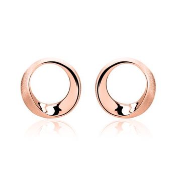Pendientes chapados en oro rosa elemento circular
