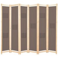 biombo divisor de 6 paneles de tela marron 240x170x4 cm vidaxl
