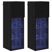 gabinetes para tv montados en la pared 2 uds roble negro vidaxl