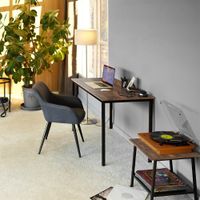 escritorio estilo industrial marco de acero 120x60x75 cm madera oscura