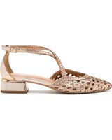 de gioseppo gioseppo brillion 75560-p bailarinas de piel trenzada color con tiras cruzadas platino
