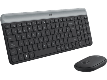 Pack Teclado + Ratón - Logitech MK470, Inalámbrico, ambidiestro, USB, Windows, Teclas de acceso directo, Pilas +18 meses, Negro