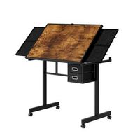 mesa para puzzles 1000 piezas y mesa de trabajo 98x64cm con 6 cajones y ruedas madera negro