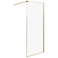 mampara de ducha bano de vidrio templado sin puerta dorado 80 x 190 cm waspam