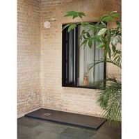 jardin202 - plato de ducha textura sillar  grafito  desague desplazado  90x180   90x180