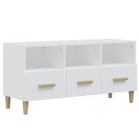 mueble tv  mueble de salon  armario tv madera contrachapada blanco brillo 102x36x50 cm