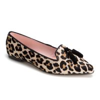 slipper pelo potro leopardo borlas negras