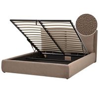 cama con almacenaje moderna de boucle marron dormitorio 160 x 200 cm bajonna