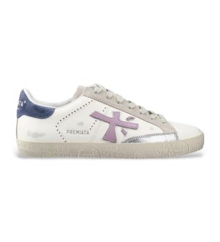 Premiata para mujer. STEVEND Zapatillas de piel Stevend blanco (40), Plano, Cordones, Casual