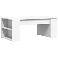 mesa de centro de diseno moderno con estantes 102 x 55 x 42 cm madera de ingenieria blanca dec037829