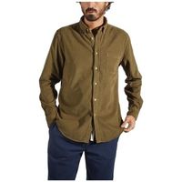 portuguese flannel camisa manga larga lobo shirt - olive para hombre