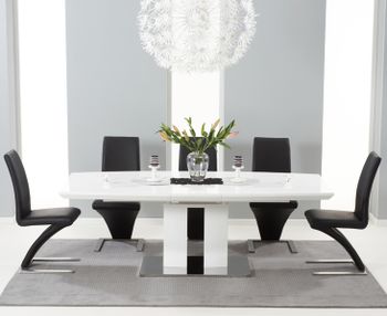 Richmond 180cm White High Gloss Extending Dining Table with Hampstead Z Chairs