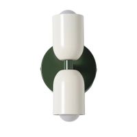 aplique de pared doble e27 de metal verde y crema h20 cm