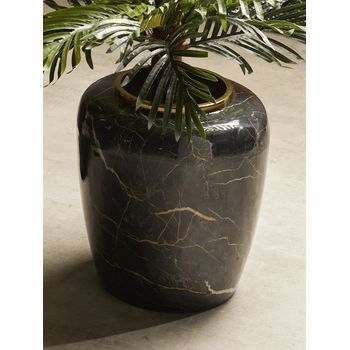 Jarron Imit. Marmol Negro Y Beige 36 Cms. 33dx36 Cms