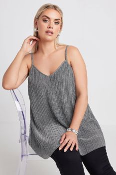 Limited Collection Top Textura Gris Metalizado De Tirantes, Mujer Curvy Y Tallas Grandes, Limited Collection