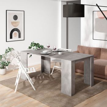 Consola extensible efecto madera cemento 180x90x77cm