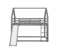 litera de cabina con tobogan y escalera - 140x200 cm - estructura de pino macizo - gris