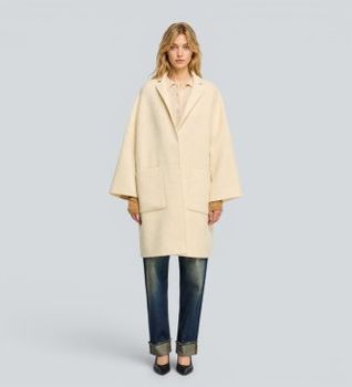 Semicouture para mujer. Y6WV11 Abrigo Sigmund beige (38), Casual, Lana