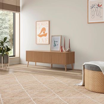 Mueble tv 3 puertas efecto roble, 130 cm largo