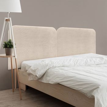 Dhome Cabecero Blanco Curvo Tapizado En Pana 190cm Dual Con Patas Altura 125cm Para Pared Acústico Absorbente Cabezal Cama Dormitorio (blanco, 190cm Dual)