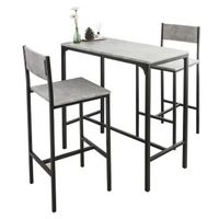set mesa alta de bar y 2 taburetes mesa de comedor con respaldos de estilo industrial