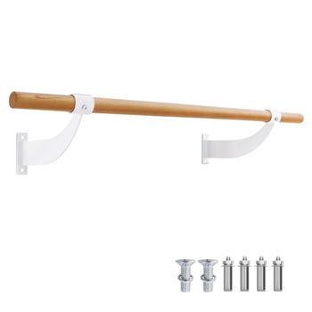 Barra De Ballet De Madera De 120 Cm De Largo, Incluye Distancia A La Pared, Barra De Baile Para Montaje En Pared, Color Natural