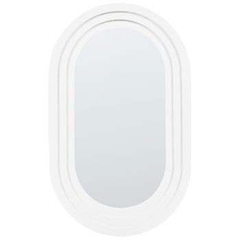 Espejo Decorativo De Pared Estilo Moderno Colgante Decoración Metal 43 X 69 Cm Blanco Massilly