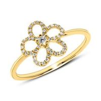 anillo de oro 14 quilates flor con diamantes