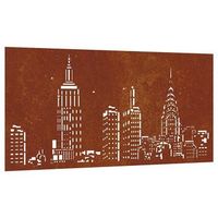 adorno de pared de jardin acero corten diseno skyline 105x55 cm vidaxl