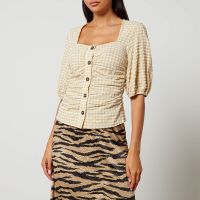 ganni checked seersucker blouse - eu 34uk 6