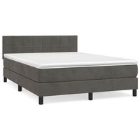 cama box spring con colchon terciopelo gris oscuro 140x200 cm vidaxl
