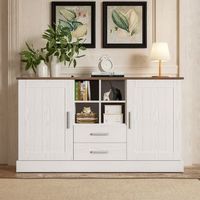 aparador - mueble para salon - tablero de particulas - blanco y marron 140x40x795cm