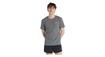 Maillot de manga corta new balance race day ultra light gris rojo  hombre