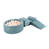 meowbaby parque infantil de espuma con piscina de bolas pana turquesa  blanco perla 200 pcs