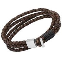 pulsera de cuero marron de cuatro filas
